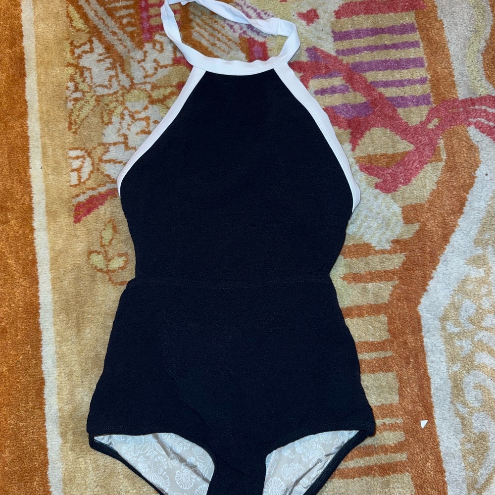 Free People Beach Heidi Surf One-Piece Swimsuit Black White Free-est Medium M - Picture 3 of 4